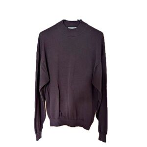 pronto uomo silk cotton blend brown mock turtleneck size large